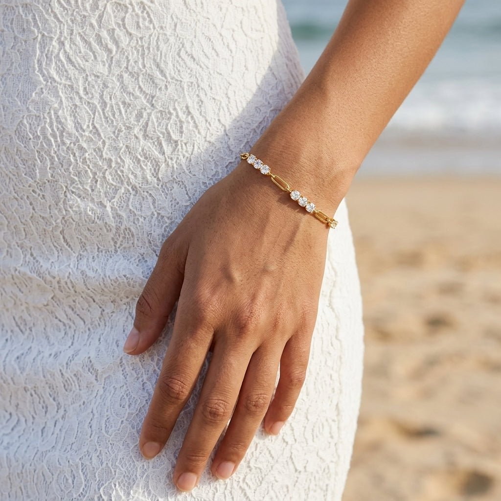 Gold And Crystal Bracelet