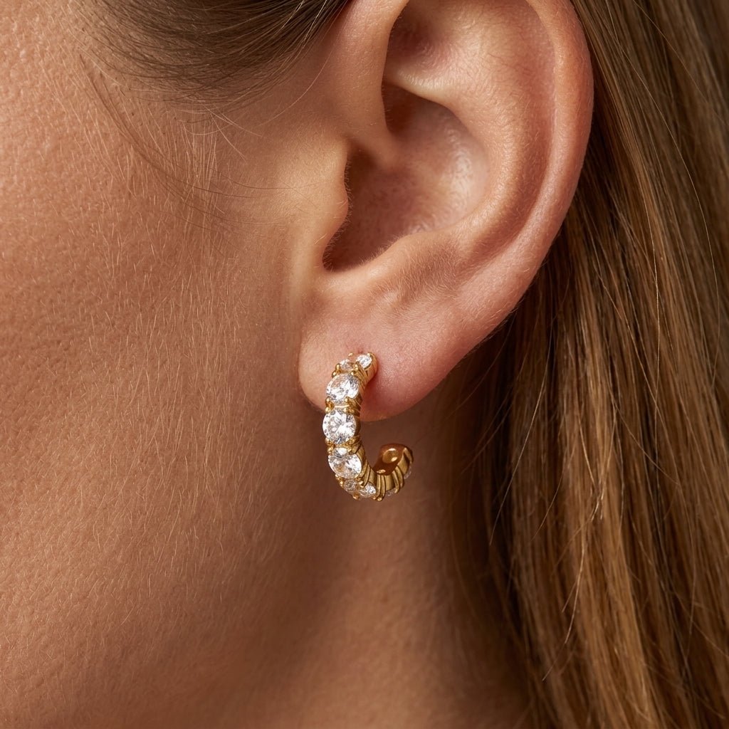 Zirconia Huggie Hoop Earrings