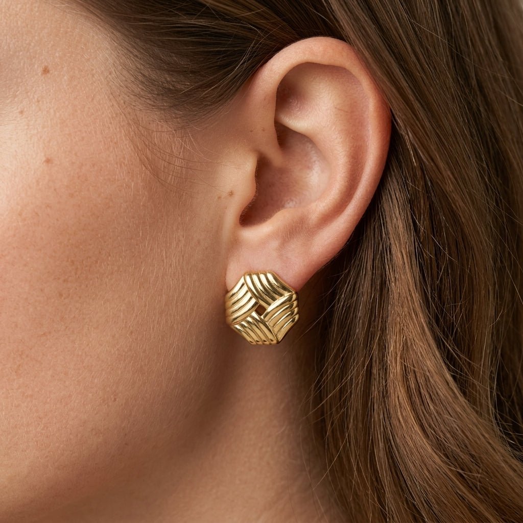 Gold Knot Stud Earrings