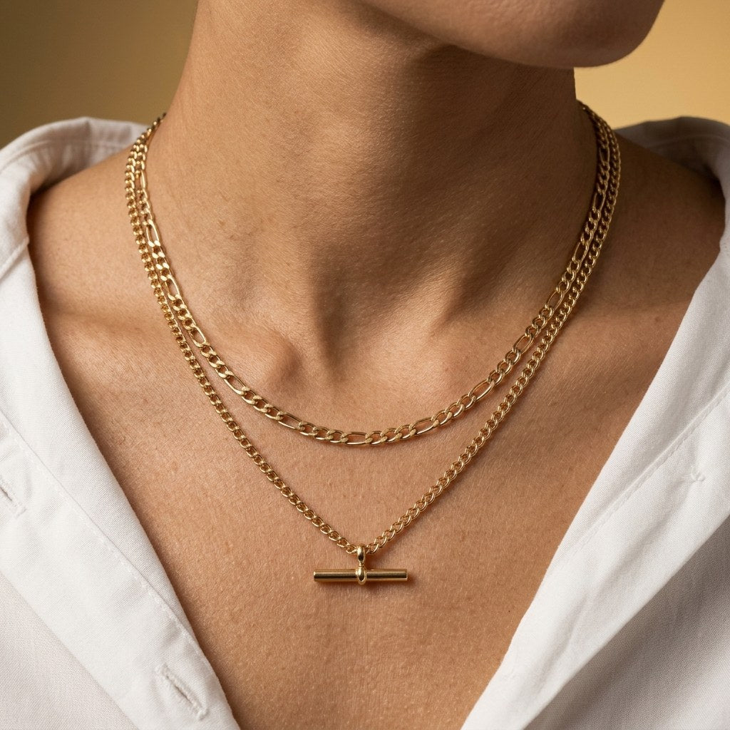 Gold T Bar Necklace