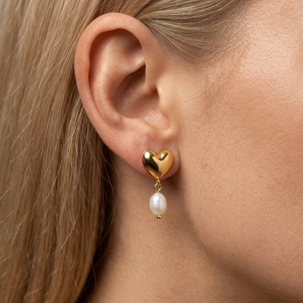 Pearl Heart Earrings