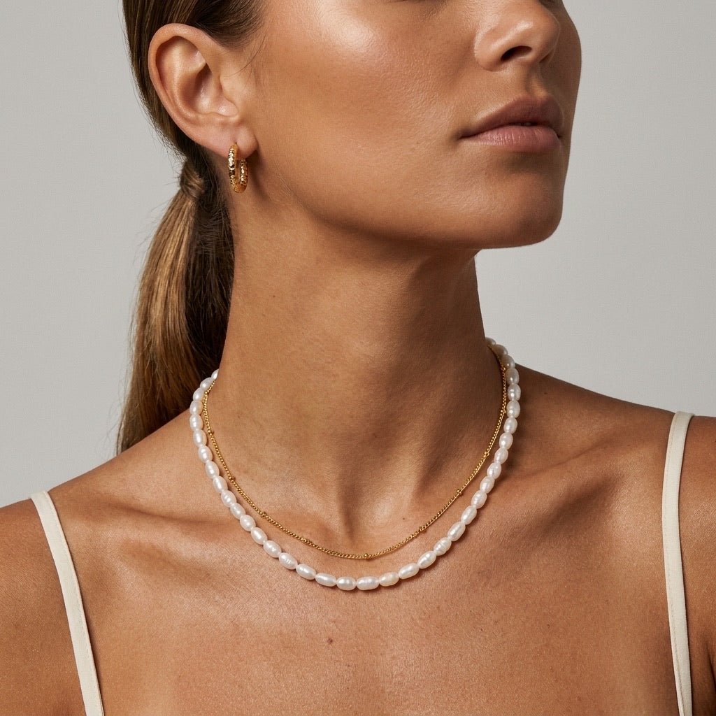 Pearl And Gold Chain Necklace