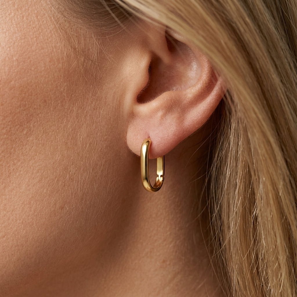 Gold Oval Hoop Earrings