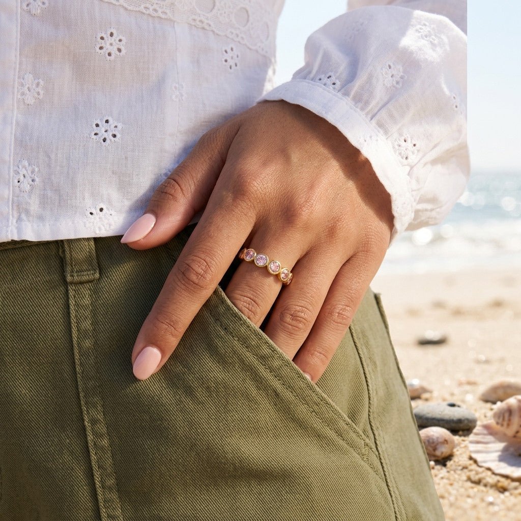 Pink Cubic Zirconia Ring