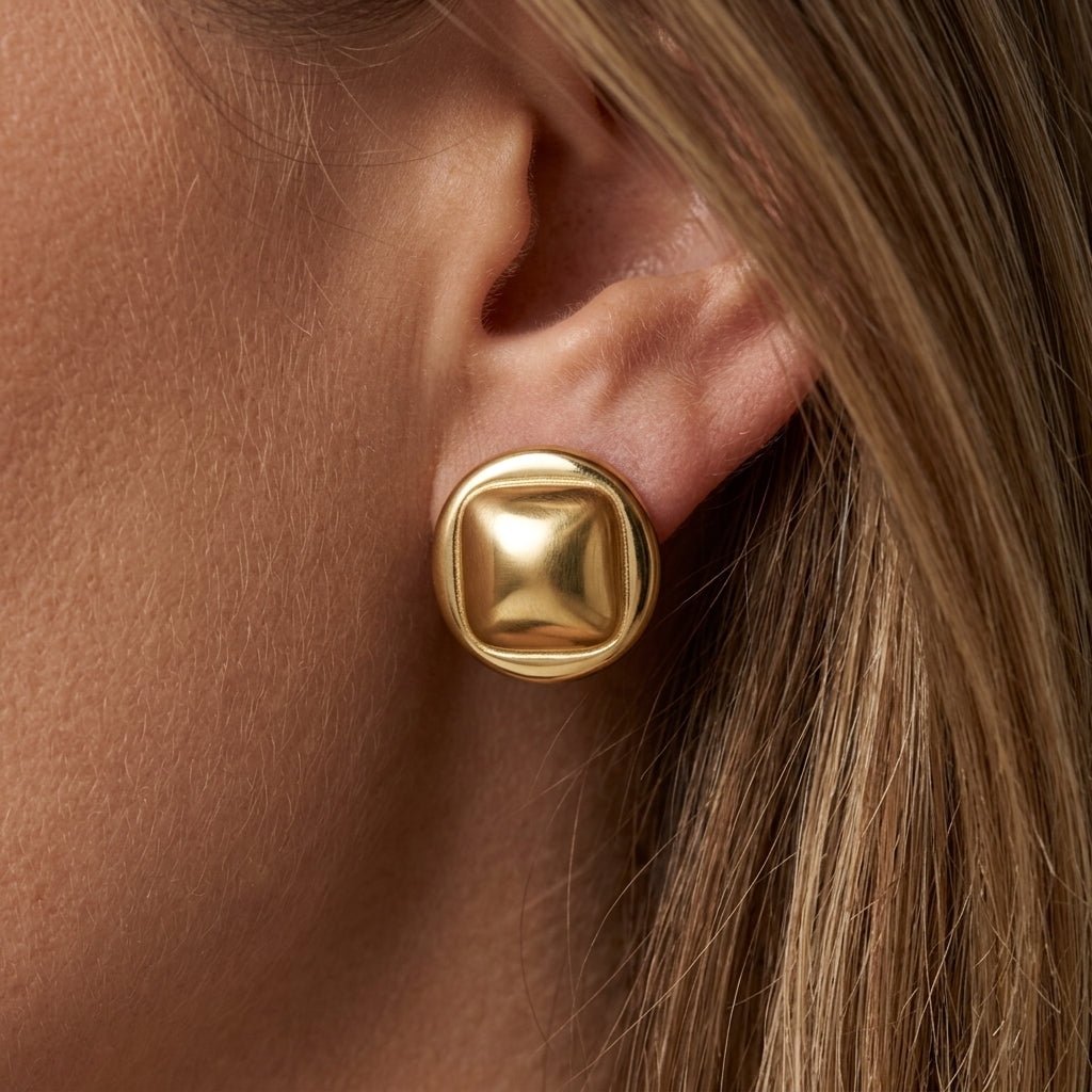 Gold Button Earrings