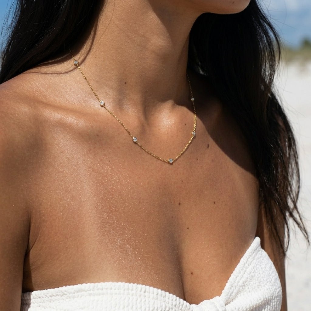 Cubic Zirconia Station Necklace