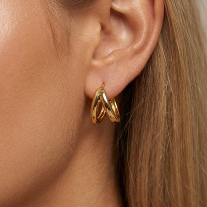 Double Huggie Hoop Earrings
