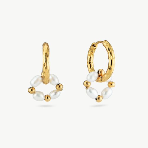 Gold And Pearl Hoop Earrings