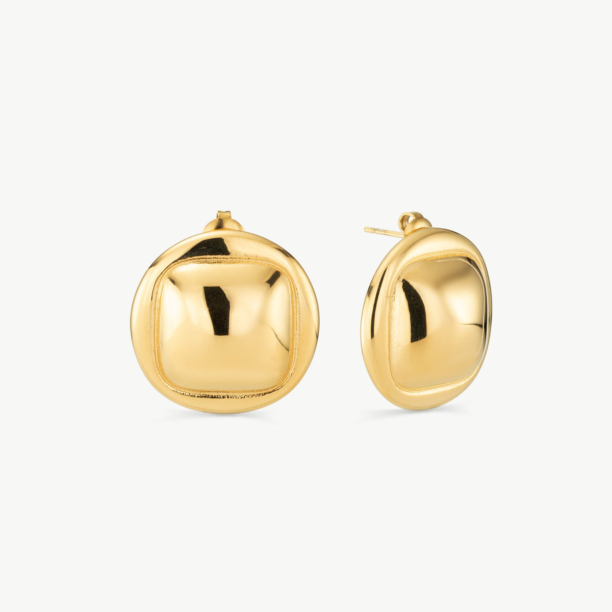 Gold Button Earrings