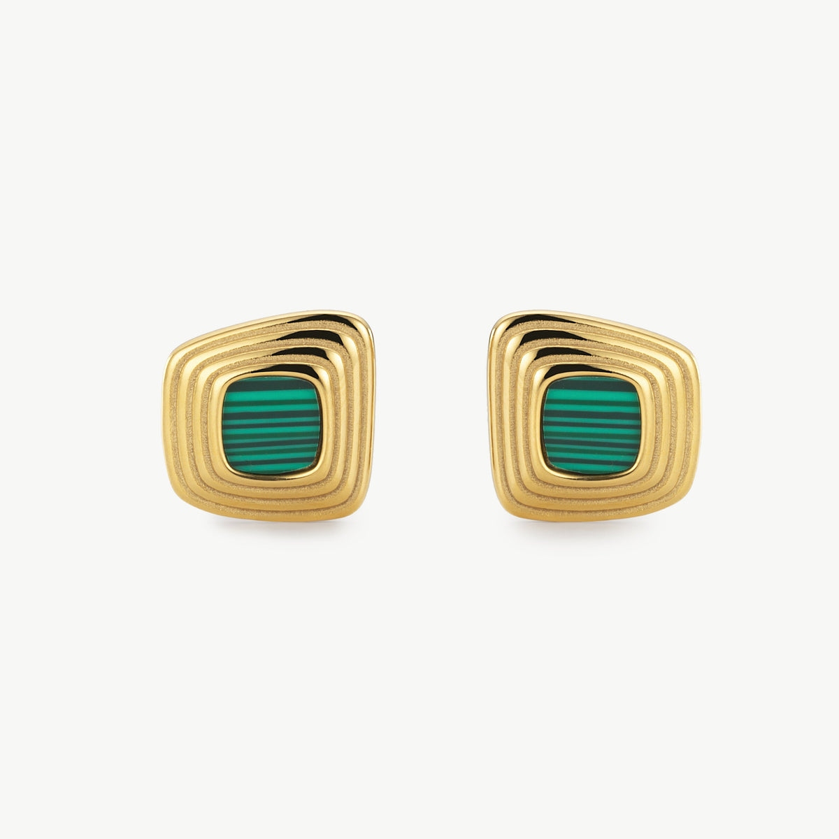 Gold Malachite Earrings