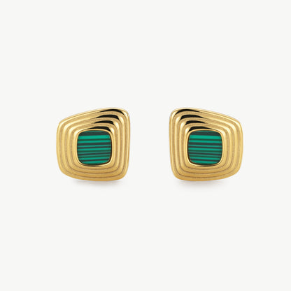 Gold Malachite Earrings