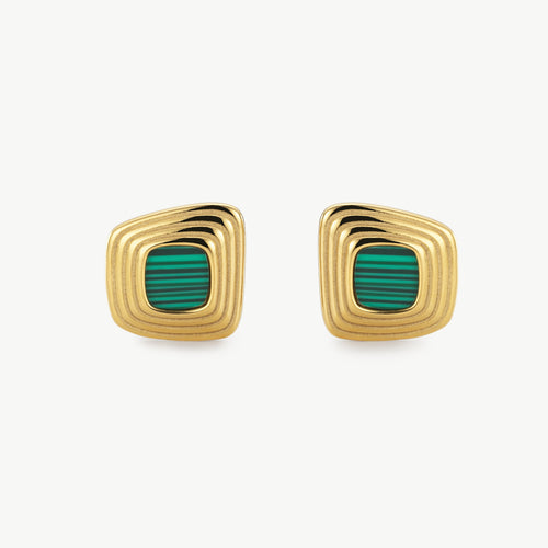 Gold Malachite Earrings
