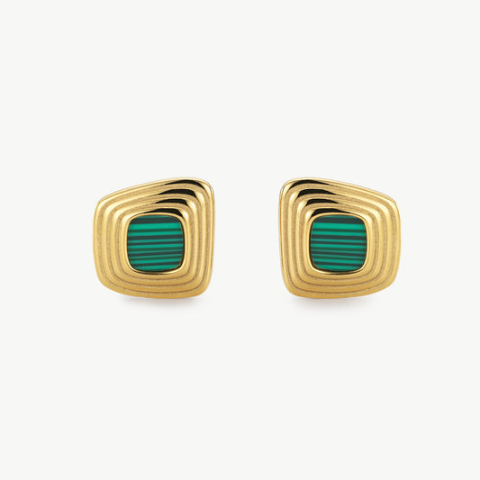 Gold Malachite Earrings