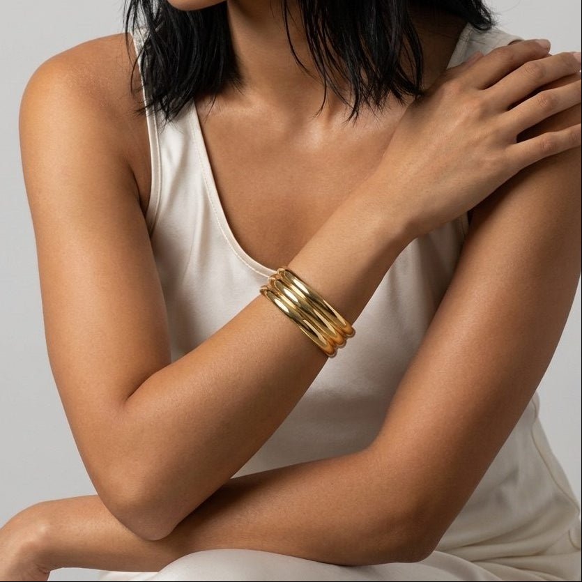Wide Gold Cuff Bangle