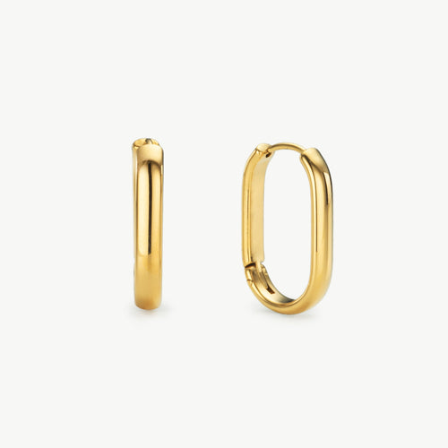 Gold Oval Hoop Earrings