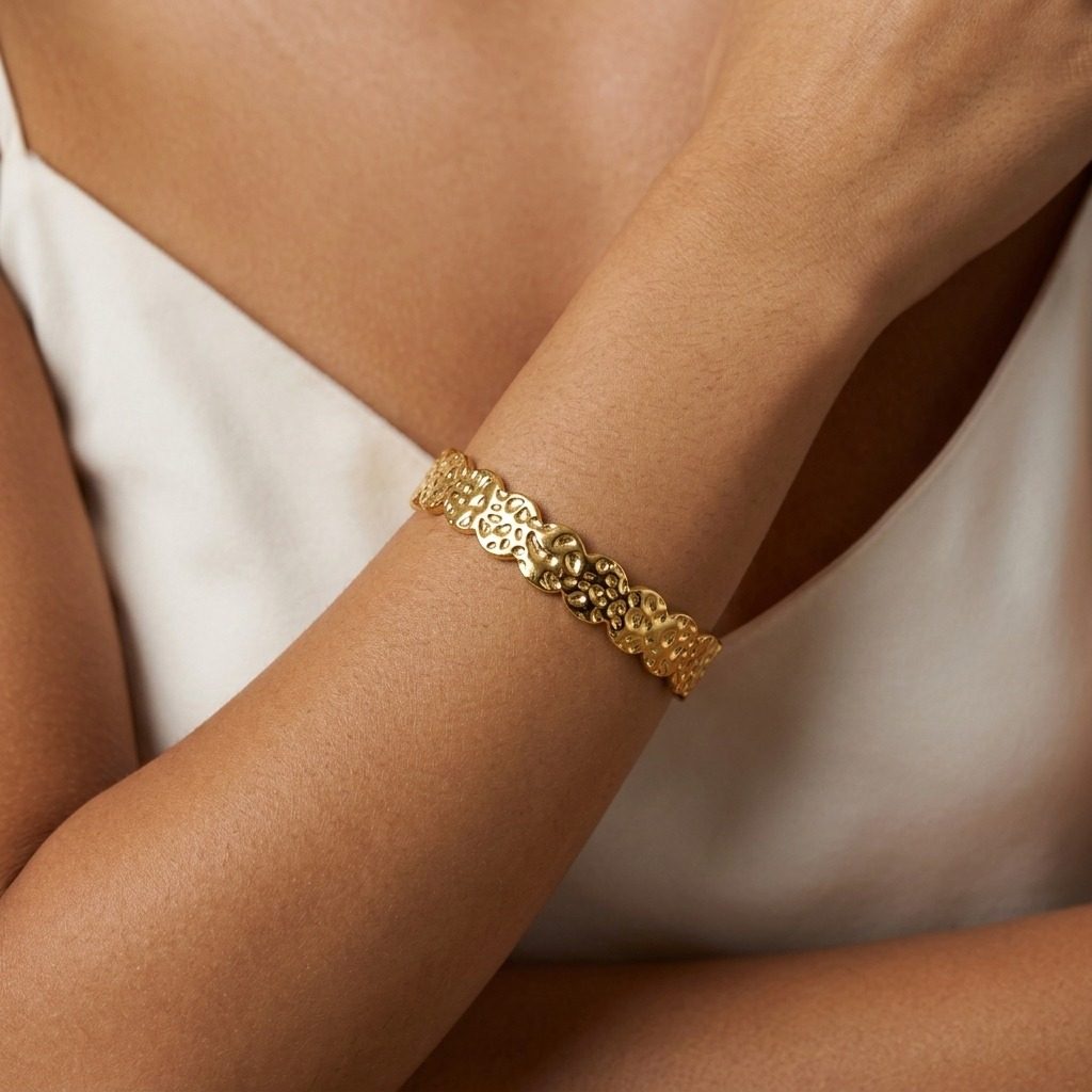 Hammered Gold Bangle