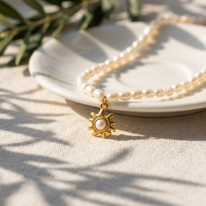 Pearl And Sun Necklace