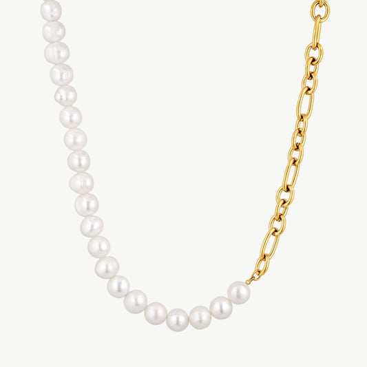 Half Pearl Half Chain Necklace