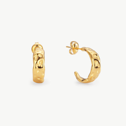Hammered Gold Hoop Earrings