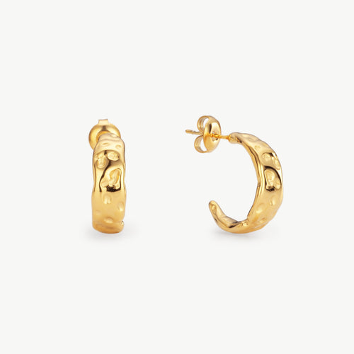 Hammered Gold Hoop Earrings