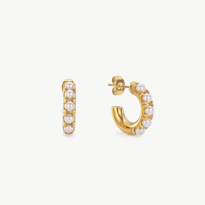 Mini Pearl Huggie Earrings