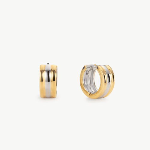 Mixed Metal Huggie Earrings