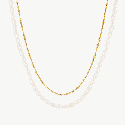 Pearl And Gold Chain Necklace
