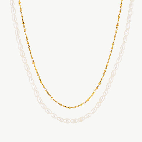 Pearl And Gold Chain Necklace