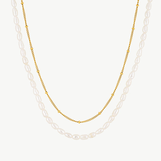 Pearl And Gold Chain Necklace