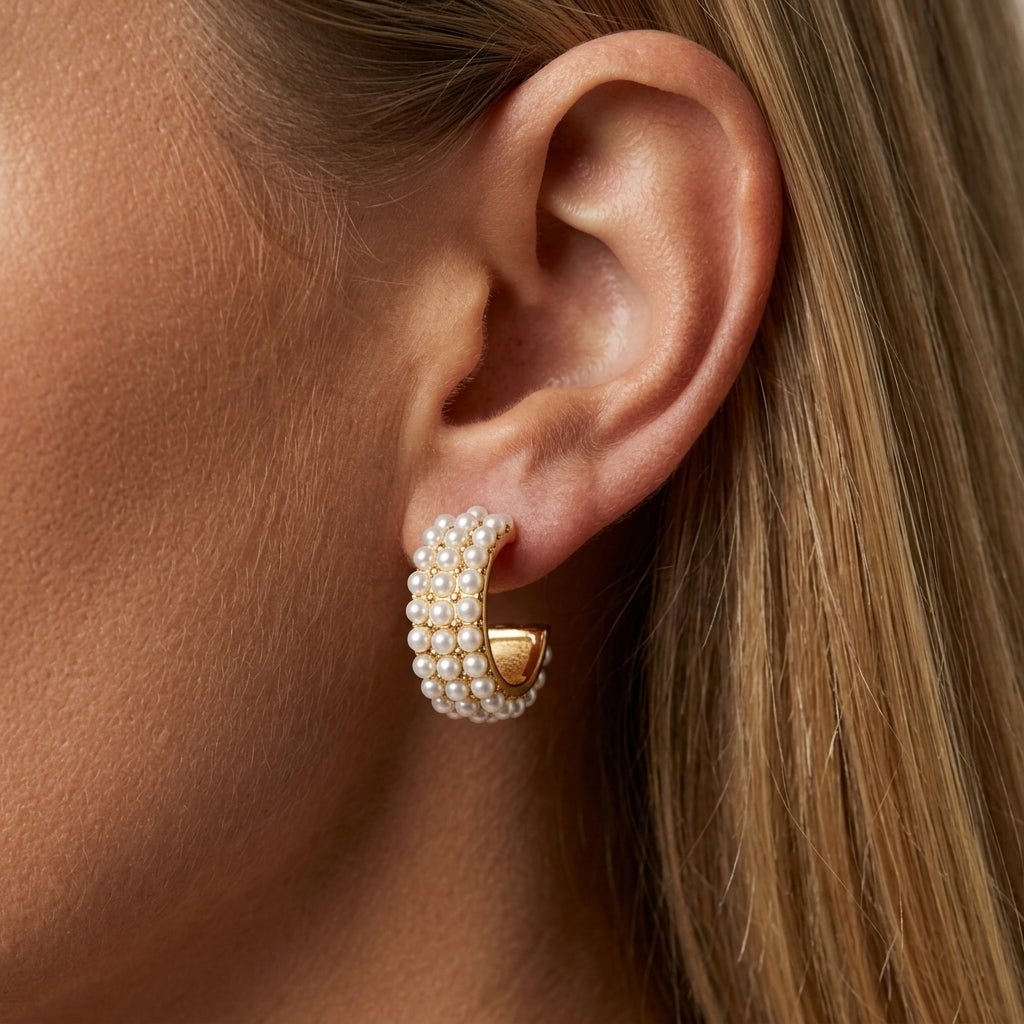 Pearl Huggie Earrings