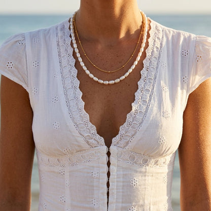Pearl And Gold Chain Necklace