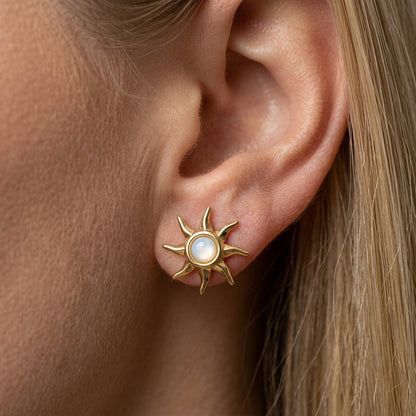 Gold Sun Stud Earrings