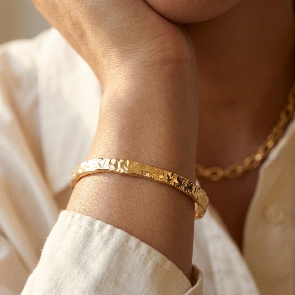 Textured Gold Bangle