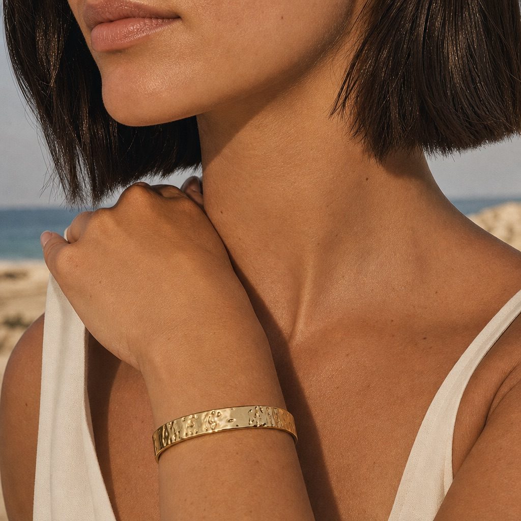 Hammered Gold Cuff Bracelet